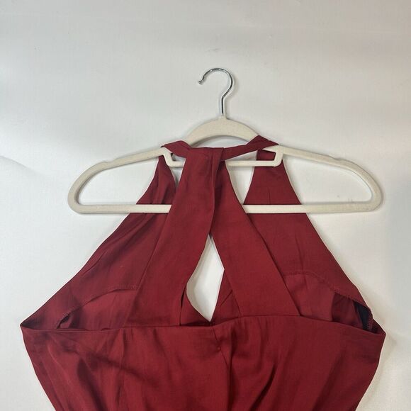 Banana Republic Dress Womens Large Maxi Belted Red Criss Cross Back Gown Formal - Picture 9 of 9